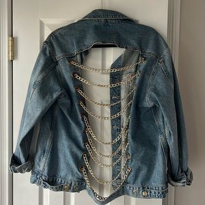 TOPSHOP Denim Moto Jacket Size 6